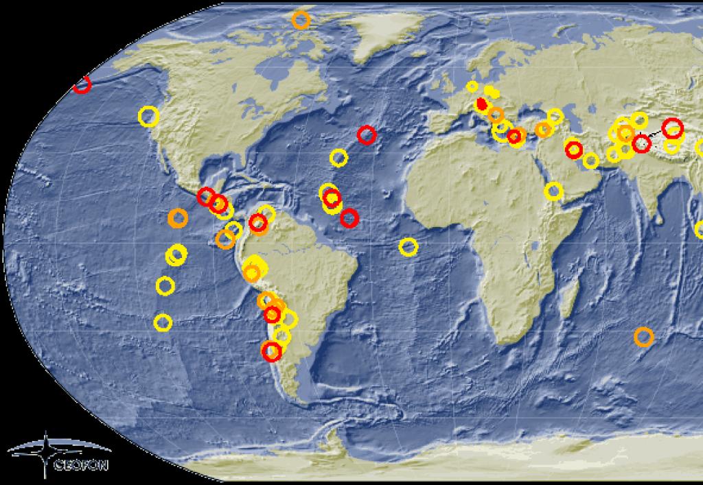 Online maps with monitoring of seismic activity of the earth